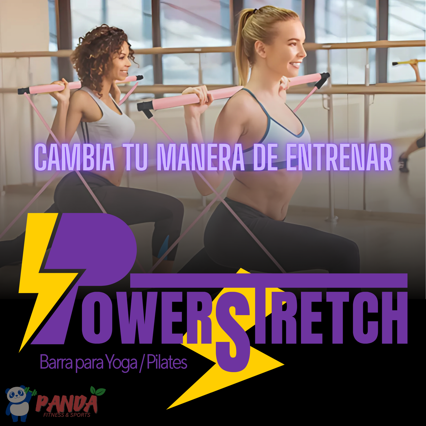 Barra Pilates con Elástico - PowerStretch - (Principiantes) (Portátil)